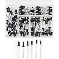 BIGP 120 Piezas Remache ciego de aluminio- Conjunto de remaches ciegos de aluminio negro M2.4 - M3.0 - M3.2 - M4 Kit de…